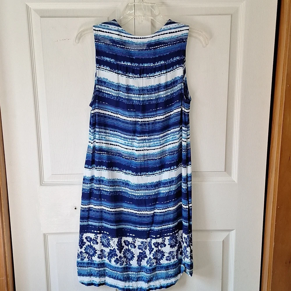 beachlunchlounge mini dress - sleeveless - S - blues/white